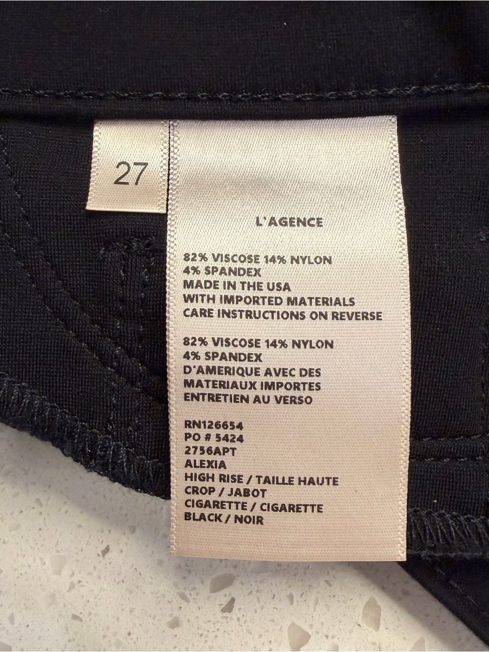 L’AGENCE Alexia High Rise Crop Pants Black Ponte 27 - Picture 10 of 11
